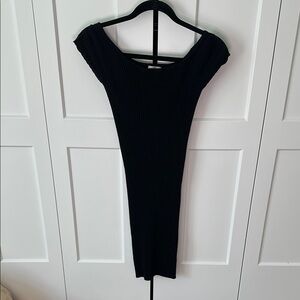 Ambiance Black Ribbed Midi Dress